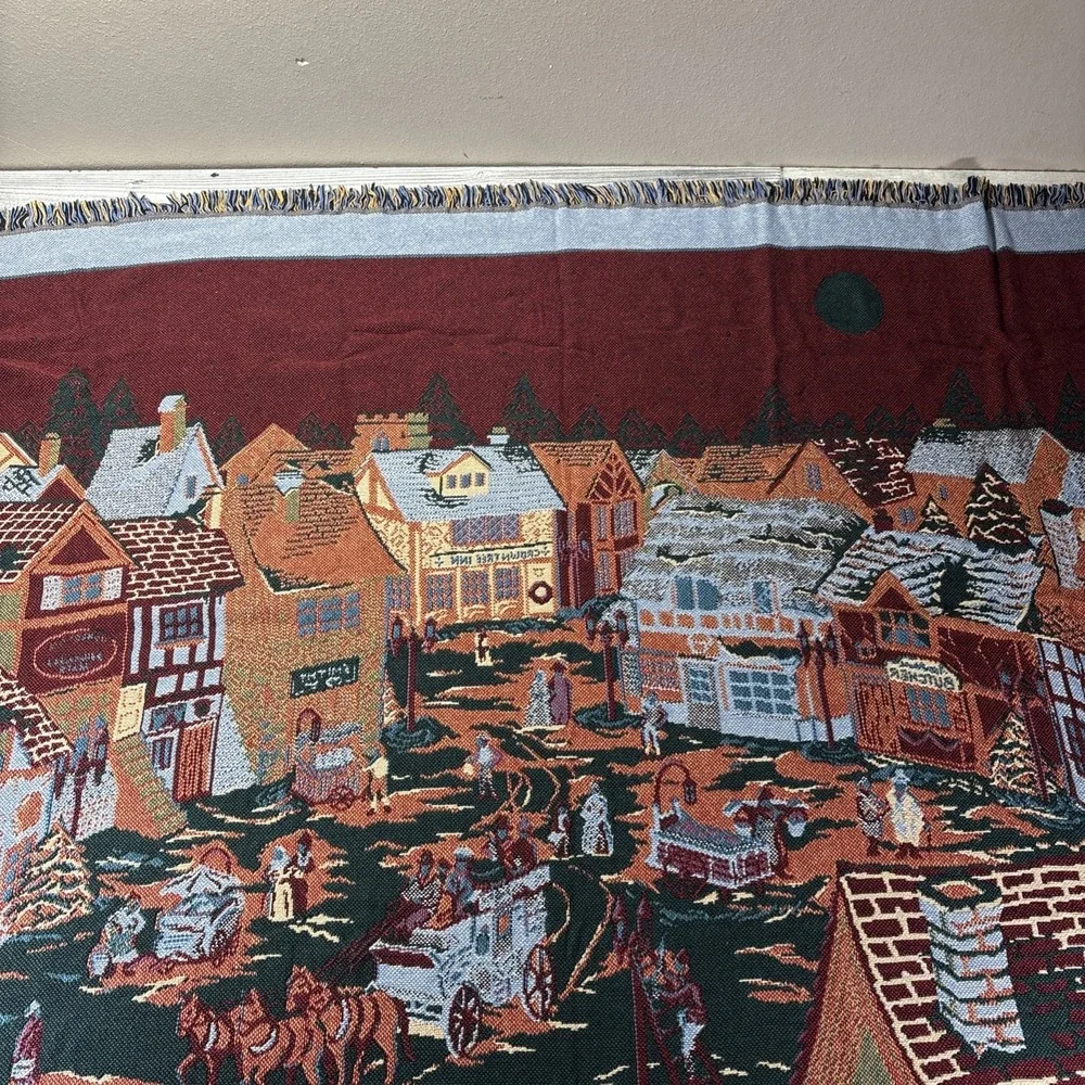 Dept 56 Christmas Tapestry Throw Blanket The Original Shops of Dickens Village‎
